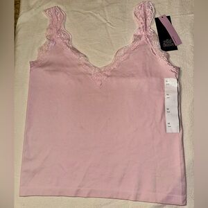 Light Pink Lace-Trimmed Cami Women’s Medium, Seamless Tank Cami NWT wild fable